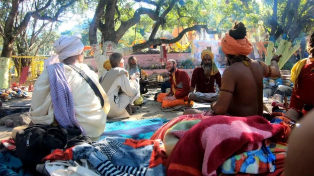 Devotees and sadhus gather at the Parshuram Kund Festival