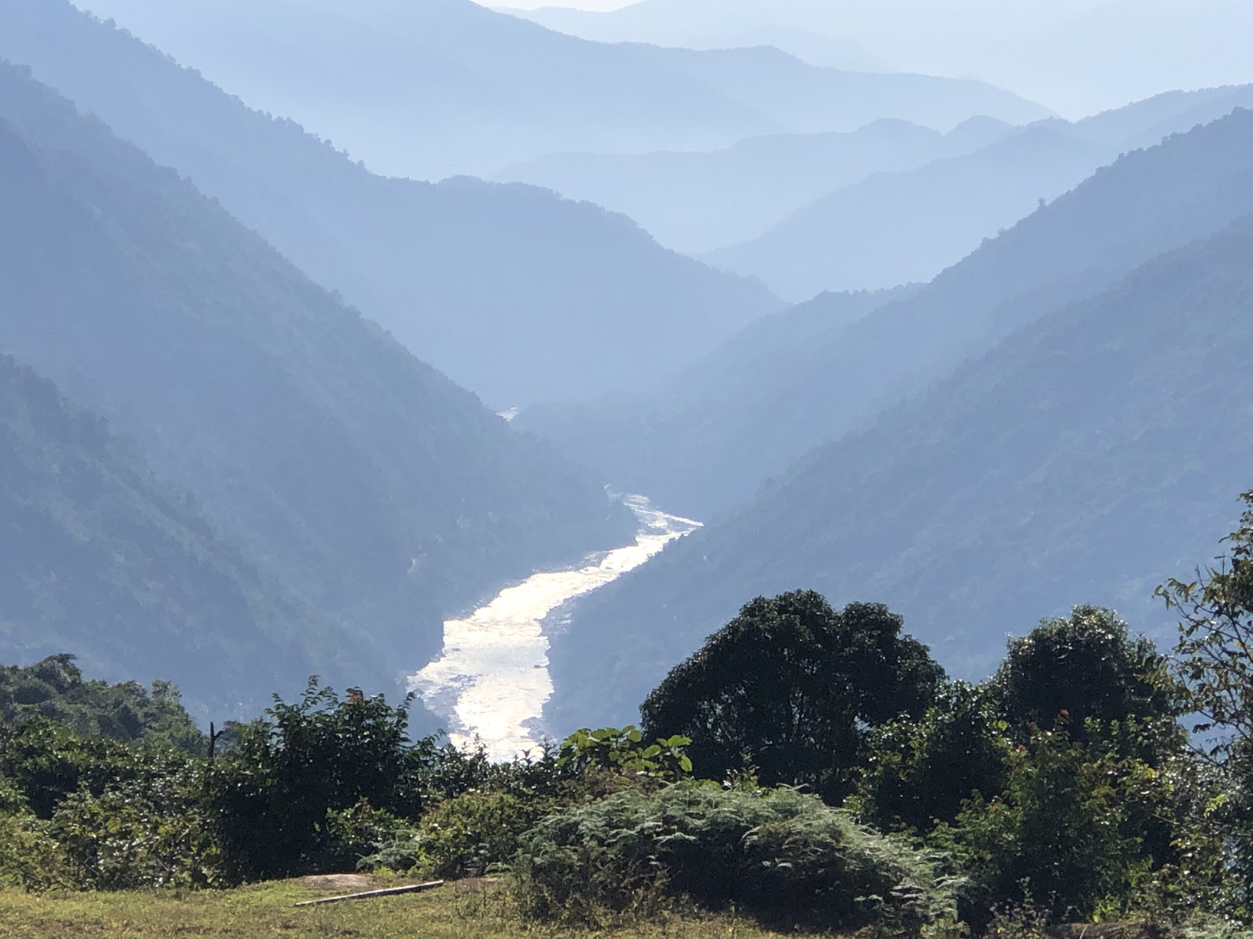 The Siang River flowing down from near Kepengla Pass