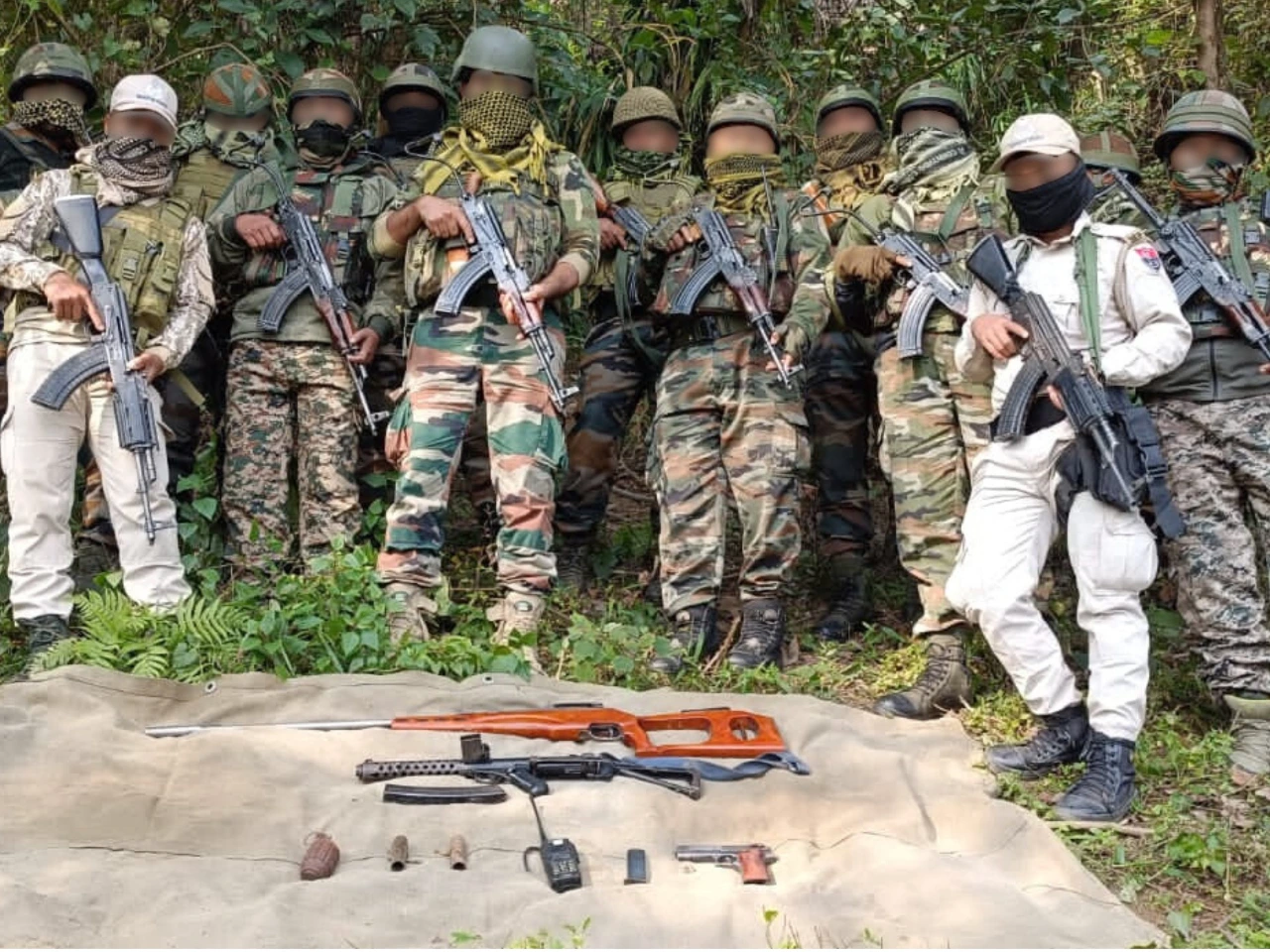 The Indian Army and Assam Rifles formation under Spear Corps