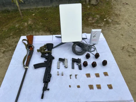 29 weapons recovered comprising of snipers, automatic weapons, rifles, pistols, country made mortars, single barrel rifles, grenades, ammunition and war like stores.