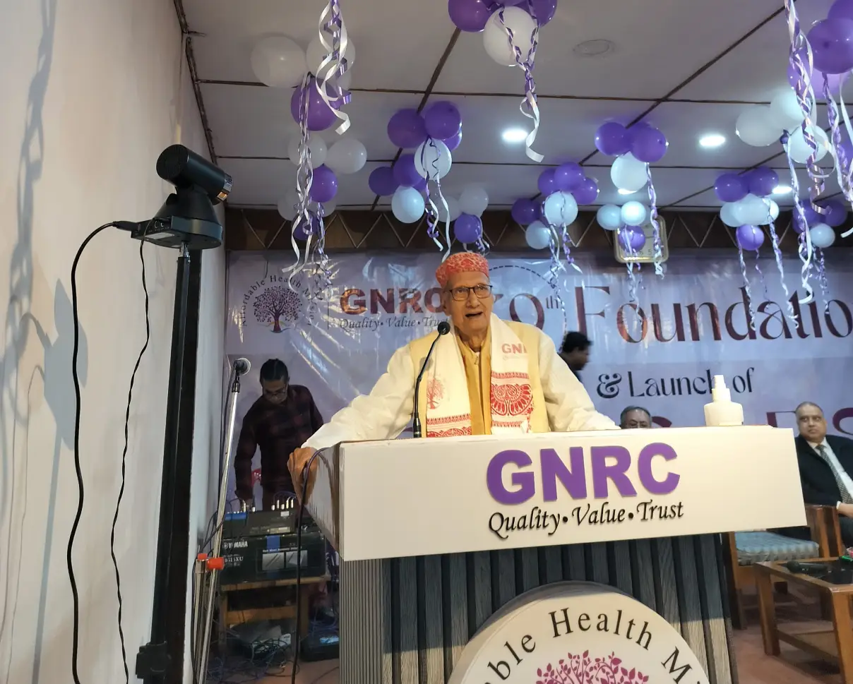 Well Known journalist Kanak Sen Deka speaking at the foundation day celebration of the GNRC Dispur on Sunday